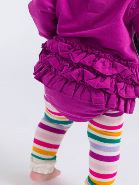 Baby Girls Plum Tart Sweatshirt Bubble Romper