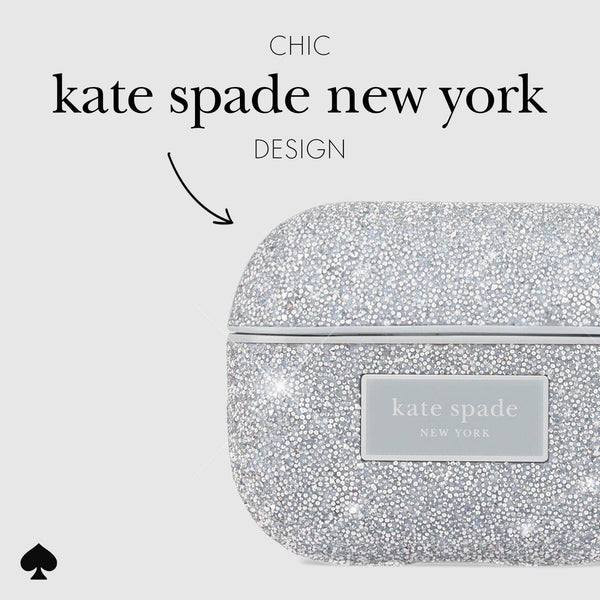 Kate spade new york AirPods Pro 1 & 2 Crystal Pavé Silver: Crystal Pave Silver