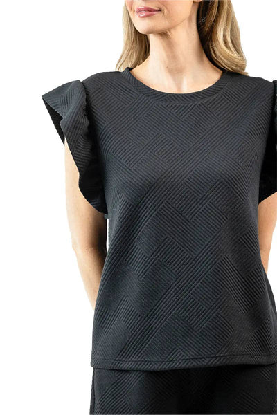 Black Ruffle Two-Piece Set Women's: Black