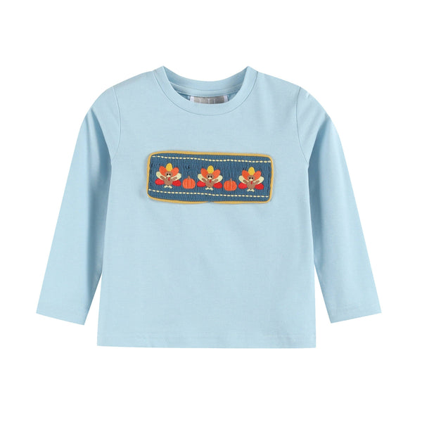 Blue Turkey Smocked Shirt and Pants Set: