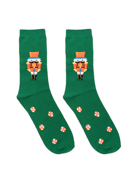 3D Packaged Crew Socks - Holiday - Nutcracker - Green