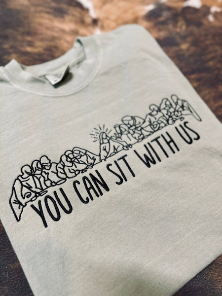 You Can Sit With Us Embroidered Crewneck Sweatshirt