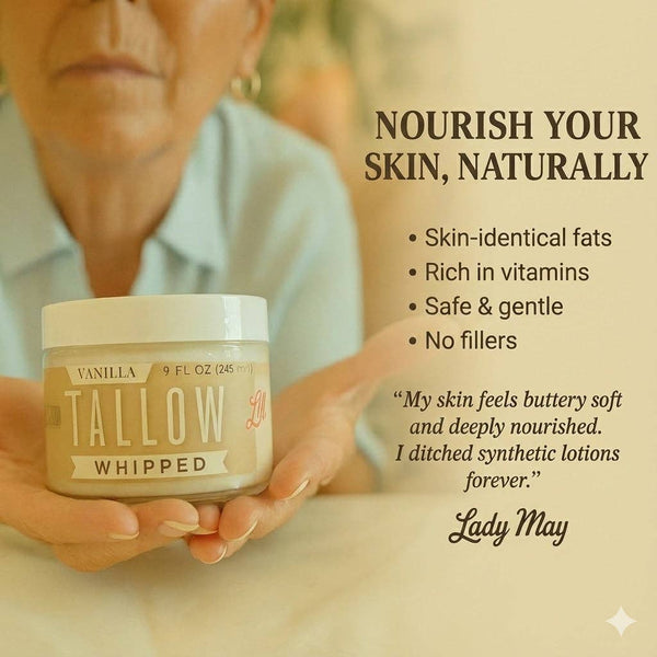 Vanilla Whipped Tallow Moisturizer – 120,000+ Sold | Premium Beef Tallow Skincare | Lady May Tallow: 9oz