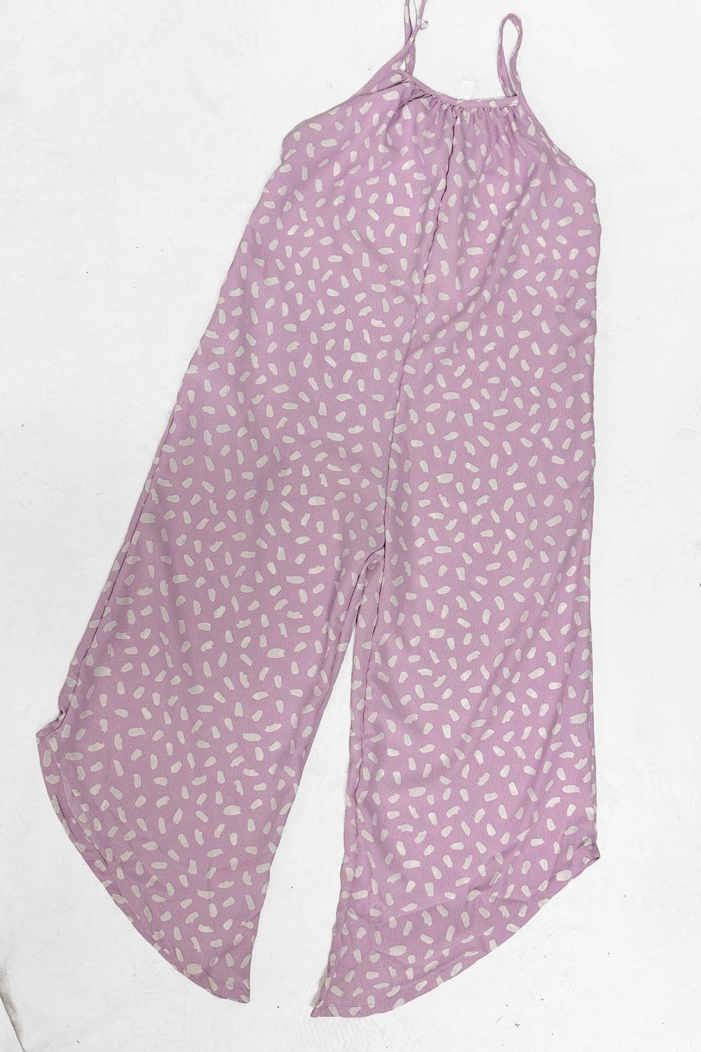 Asymmetrical Hem Animal Pattern Jumpsuit /Overall: Lavender