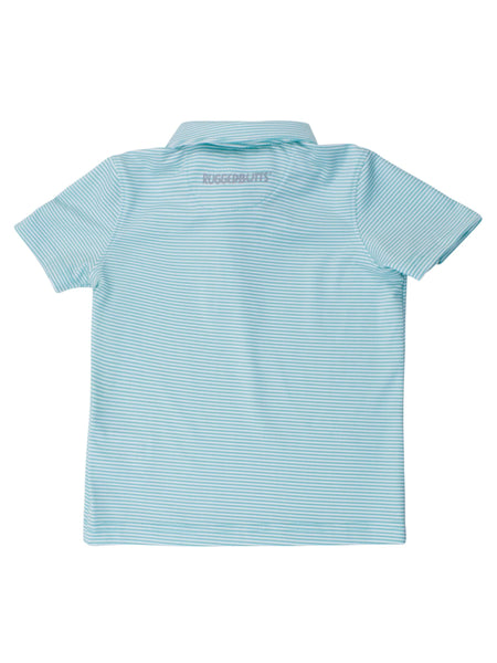 Boys Marine Green Micro Stripe Knit Short Sleeve Performance Polo
