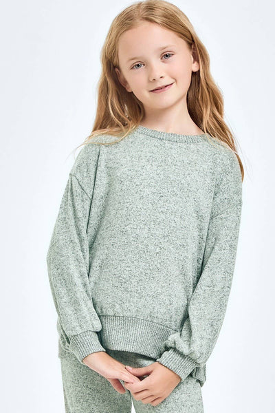 2 Tone Brushed Knit Sweatshirts : Mint Blue