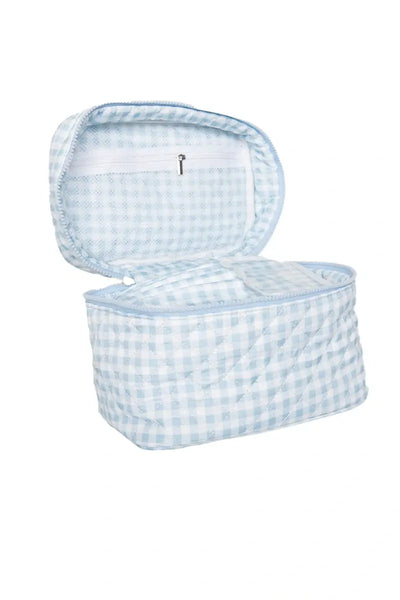 Light Blue Plaid Make Up Bag: Light Blue