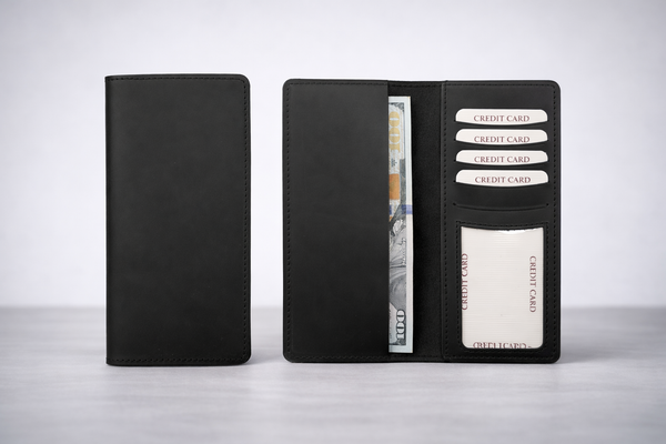 Genuine Leather Long Wallet Long Leather Bifold Wallet: Light Brown
