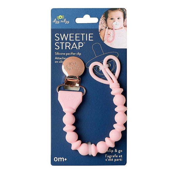 Sweetie Strap™ Silicone One-Piece Pacifier Clips: Blue Beaded