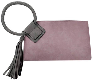 BP204 Fashion Cuff Handle Tassel Wristlet Clutch: Blush