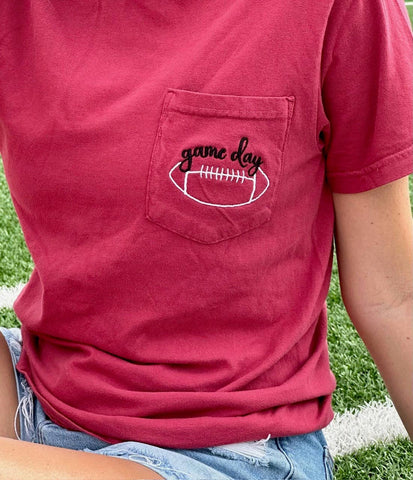 Game Day Embroidered Pocket Tee