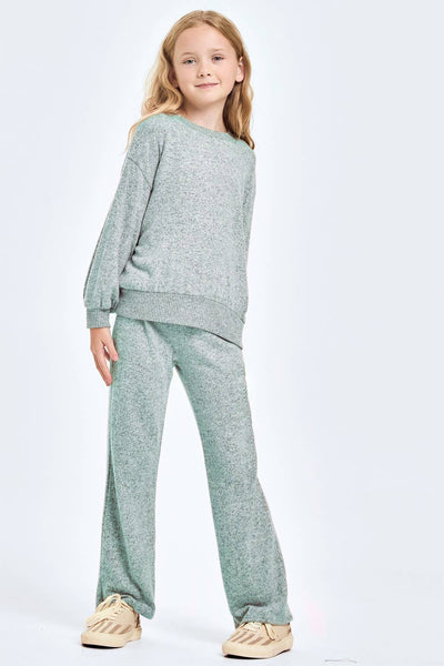 2 Tone Brushed Knit Sweatshirts : Mint Blue