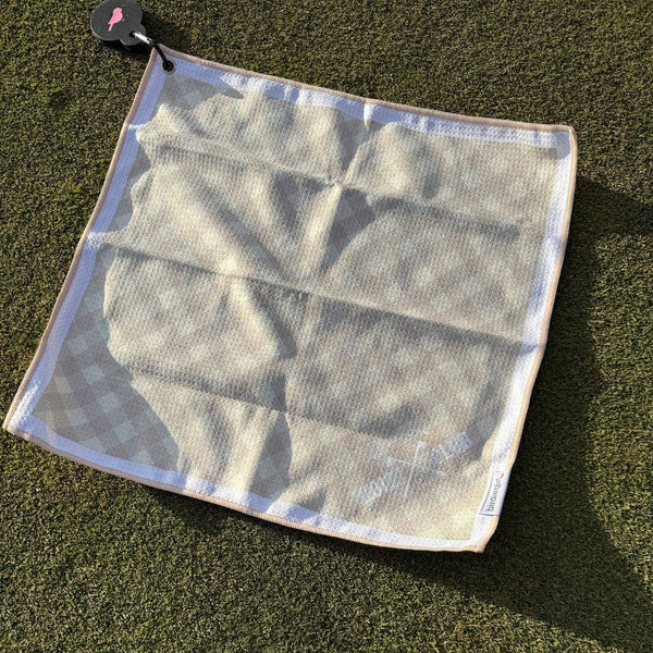 Gingham Neutral Magnetic Golf Towel