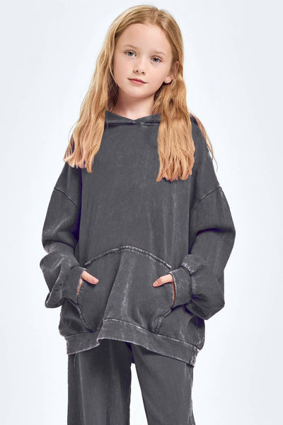 Oversized Mineral Wash Hoodie: Pink