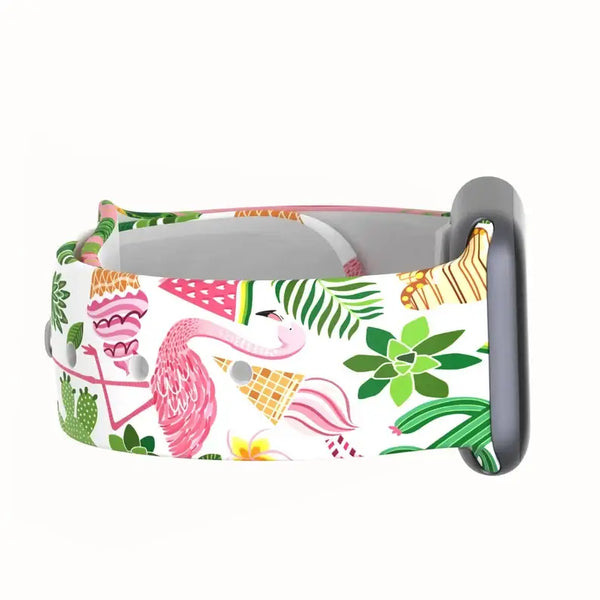 Printed Apple Watch Silicone Band Flowers Pineapple Turtles: Flamingo / 38/40/41mm