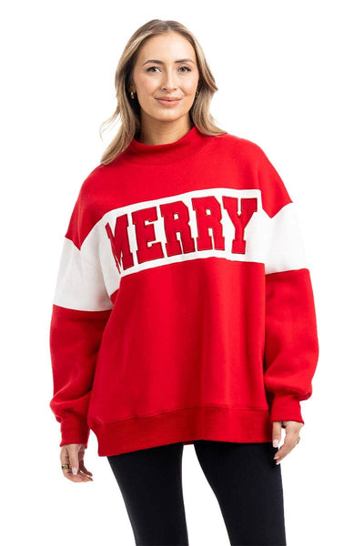 MERRY Mockneck Sweatshirt Women: Red
