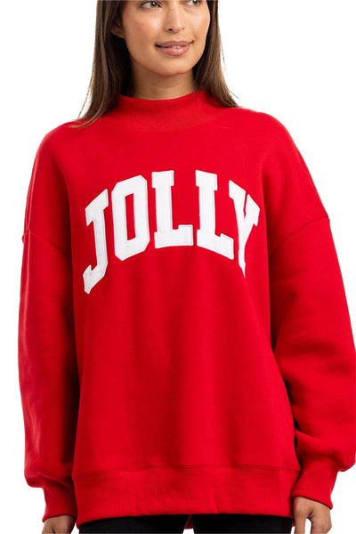 JOLLY Wholesale Women's Mockneck Top: Red