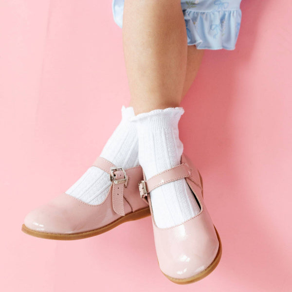 White Frill Midi Socks:
