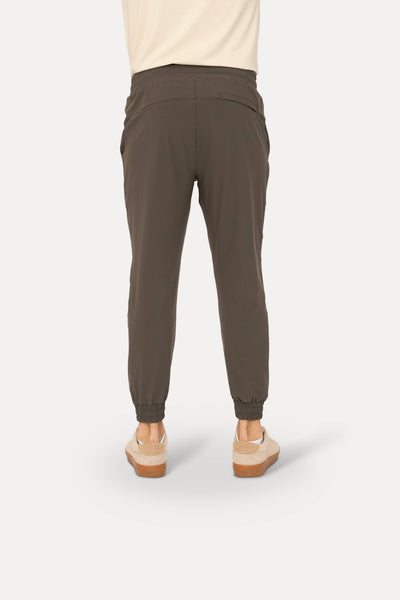 High-Waisted Zip-Up Ankle Joggers: BLACK