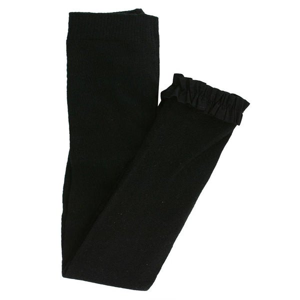 Girls Black Footless Ruffle Tights: Black