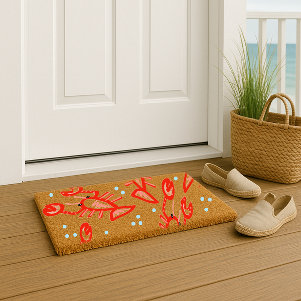 Lobster Coir Doormat, size 18x30, coastal welcome mat