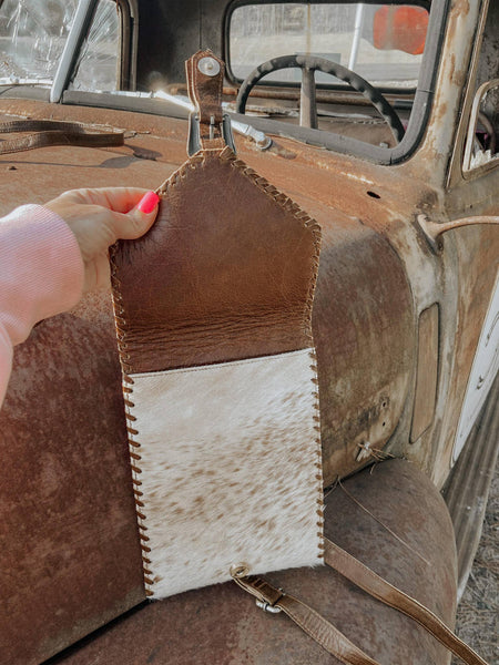 Cowhide Purse with Buckle Accent - Womens Handbags