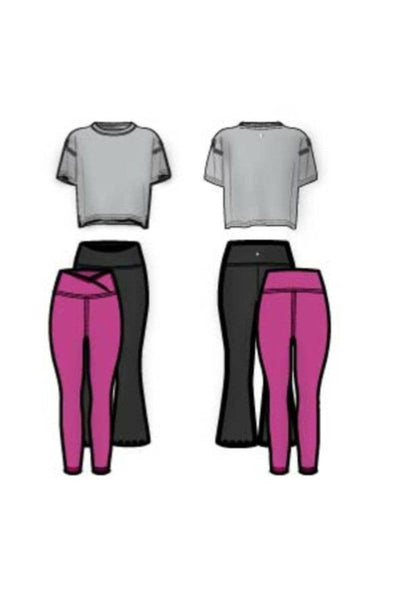 Girls Super Soft T Shirt, Leggings, Flare - 3 PCS SET: HTR.GREY/ROSE VIOLET/BLACK