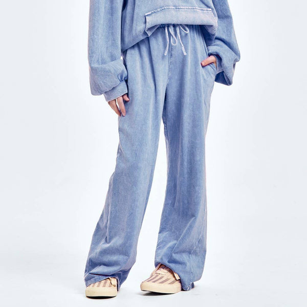 Mineral wash wide leg sweatpants: Pink