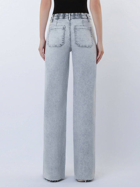 HIGH RISE UTILITY POCKET DRAWSTRING WIDE LEG JEANS F6112: INNOVATION