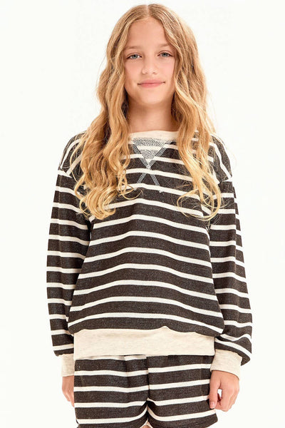 Stripe French Terry Sweatshirt: Off White