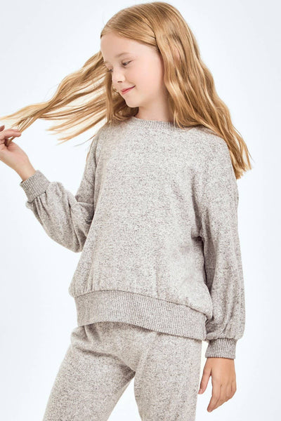 2 Tone Brushed Knit Sweatshirts : Mint Blue