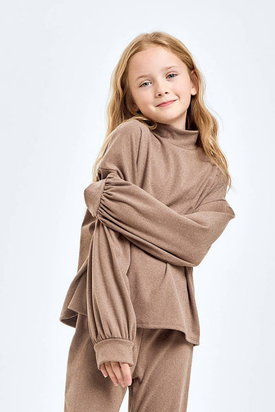 Corduroy Brush Mock Neck Sweater: Masala Pink