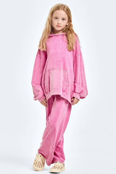 Oversized Mineral Wash Hoodie: Pink