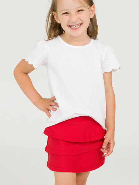Girls Red Tiered Active Skort: Red