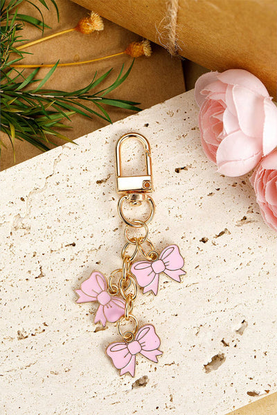 LDC Bow Knot Shape Charms Plated Alloy Keychain: Pink / ONE SIZE