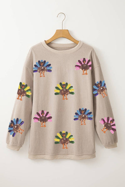 LDC Turkey Graphic Corded Baggy Sweatshirt: Smoke Gray