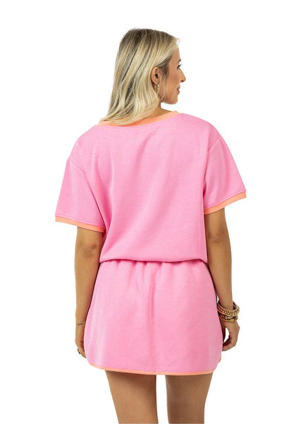 Pink and Orange Skirt and Top Set: Pink