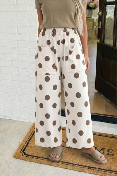 LAS-LIVE Polka Dot Wide Leg Pocket Shift Pants