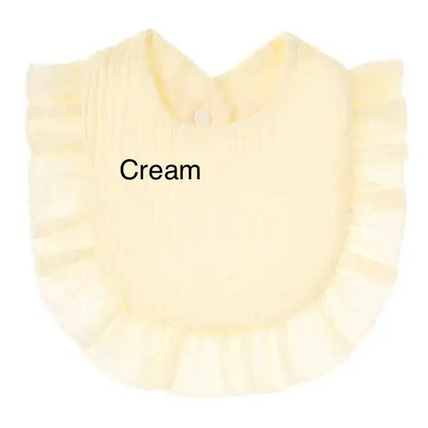 Muslin Ruffle Toddler Bib ($4 ea) Baby Gift, Shower Gift: White