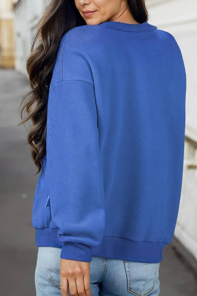 Reversible Oversized Mock Neck Sweatshirt |Dark Blue