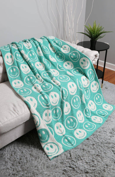 JCL4303 Super Lux Smiley Face Throw Blanket: Grey