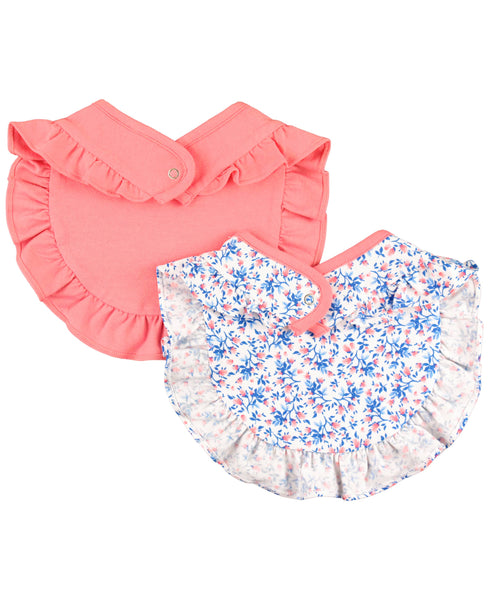 Baby Girls Ruffle Bibs Knit 2-Pack - Cottage Tea Time & Pink: Pink / One Size