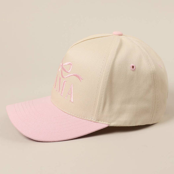 MAMA Ribbon Embroidered Two-Tone Trucker Hat: Black