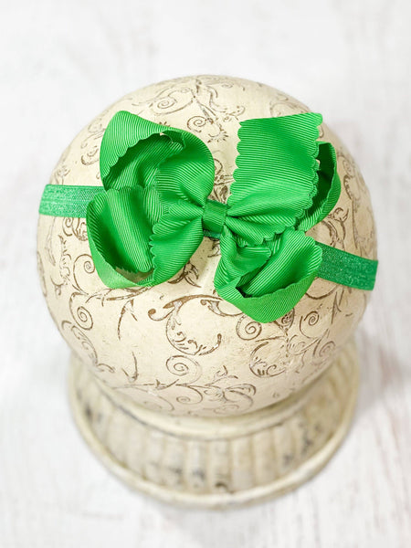 Classic Scalloped Bow - Headband - 4.5": Mint
