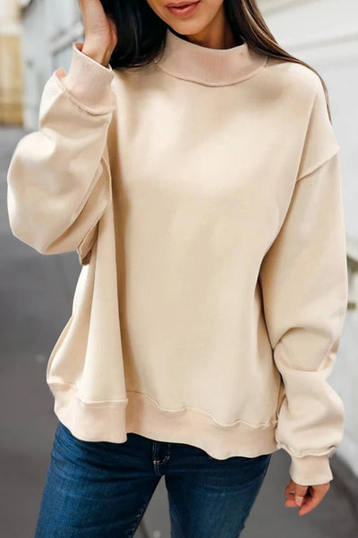Reversible Oversized Mock Neck Sweatshirt | apricot
