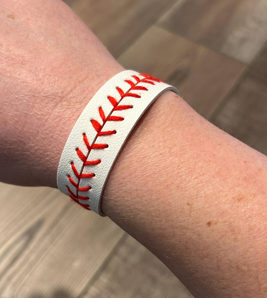 Adjustable Baseball or Softball Stitches Bracelets: Softball