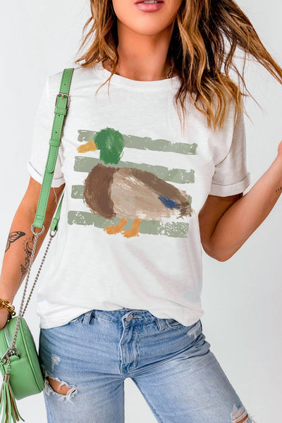 LDC Western Duck Graffiti Print T-Shirt: White