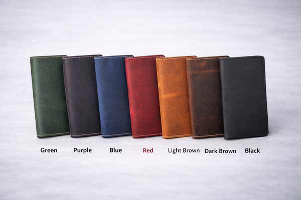 Genuine Leather Long Wallet Long Leather Bifold Wallet: Light Brown