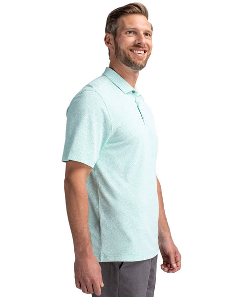 Cutter & Buck Virtue Eco Pique Botanical Print Recycled Polo: Fresh Mint