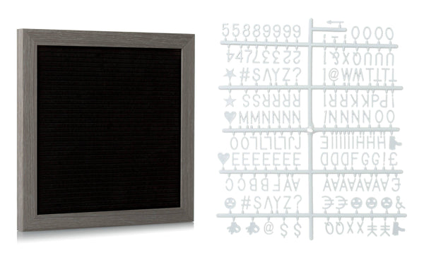 Rustic Wooden Letterboard Set with 188 Letters & Numbers: Light Gray